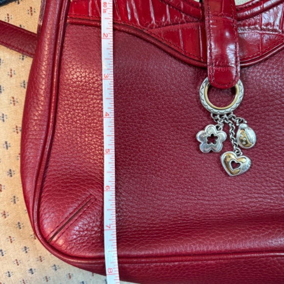 Brighton Leather Crocodile Cherry Red Shoulder Bag Purse - Picture 8 of 8